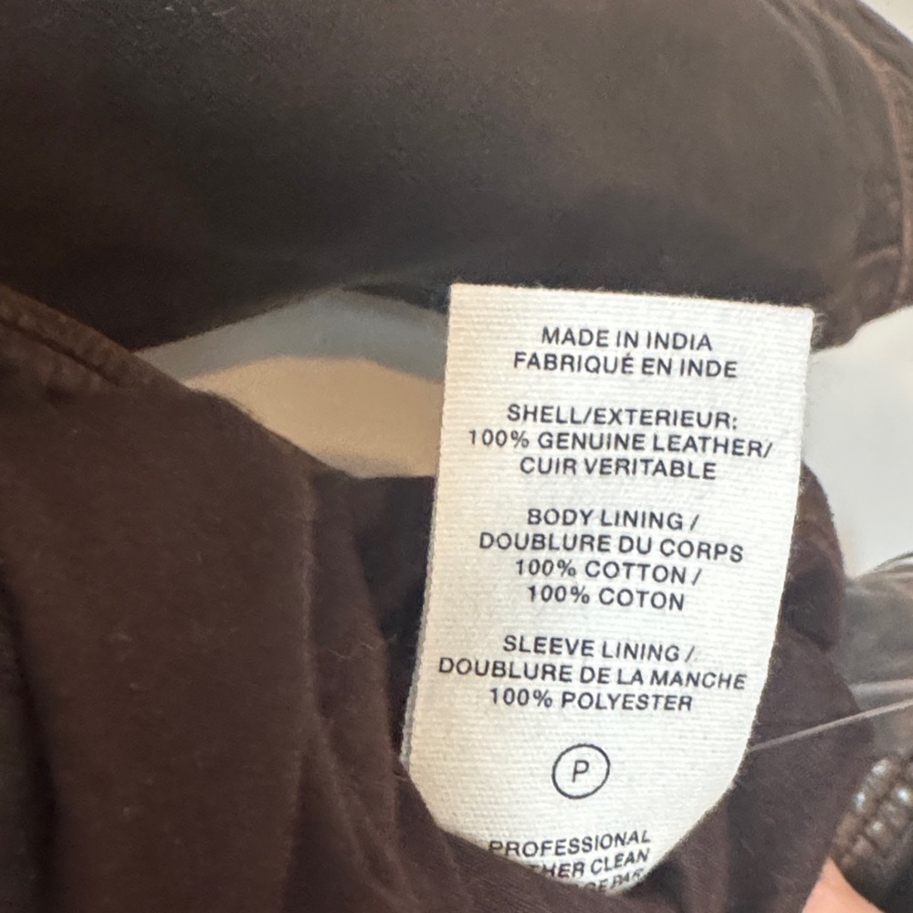 Avec Les Filles Burnished Brown Leather Bomber Jacket Oversized Large - Picture 11 of 12